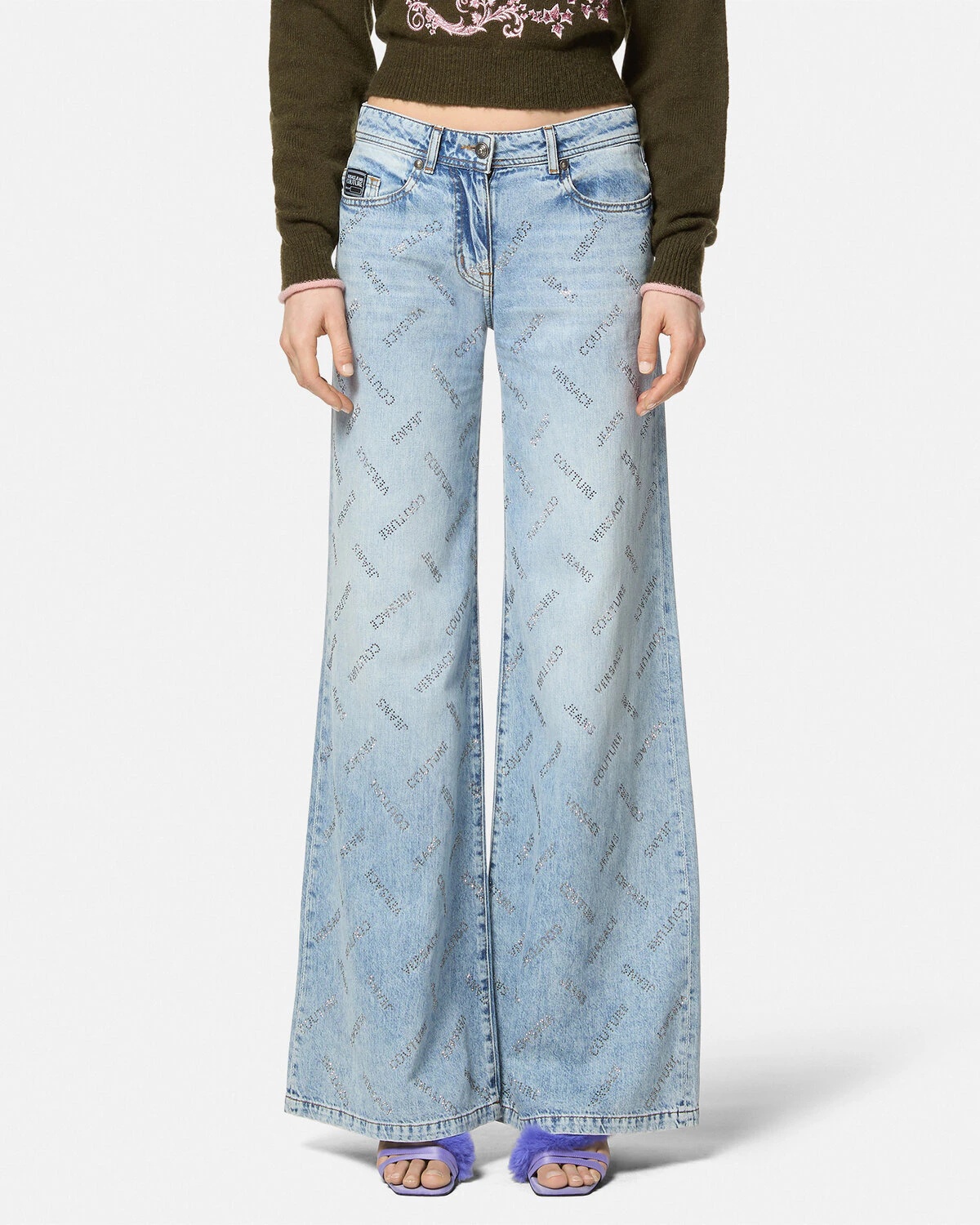 Crystal Logo Flared Jeans - 4