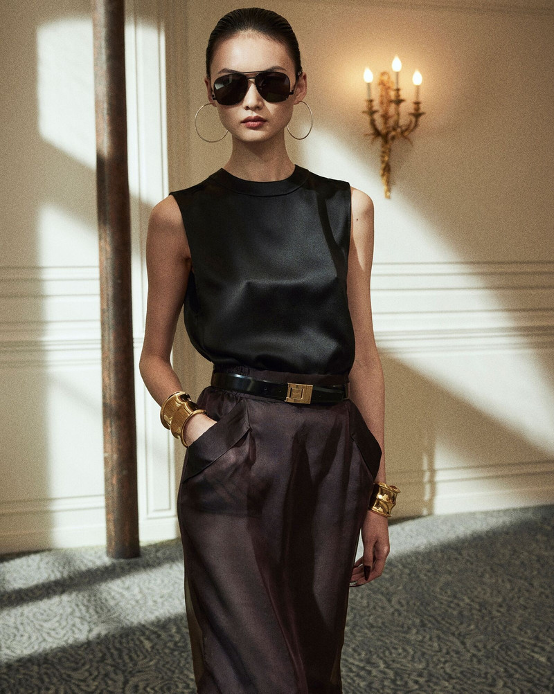 SAINT LAURENT pencil skirt in silk muslin outlook