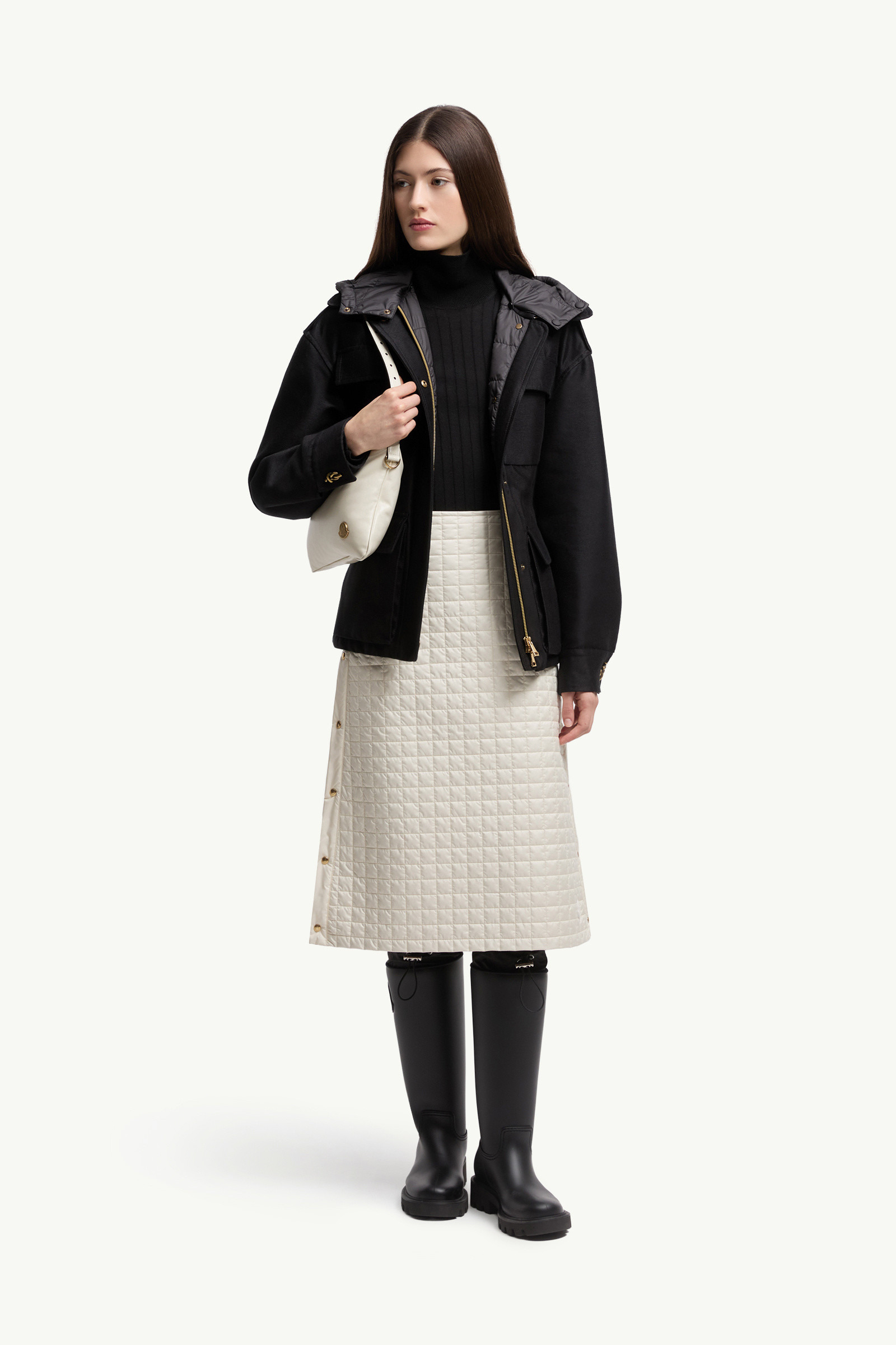 Square-Quilted Padded Midi Skirt - 2