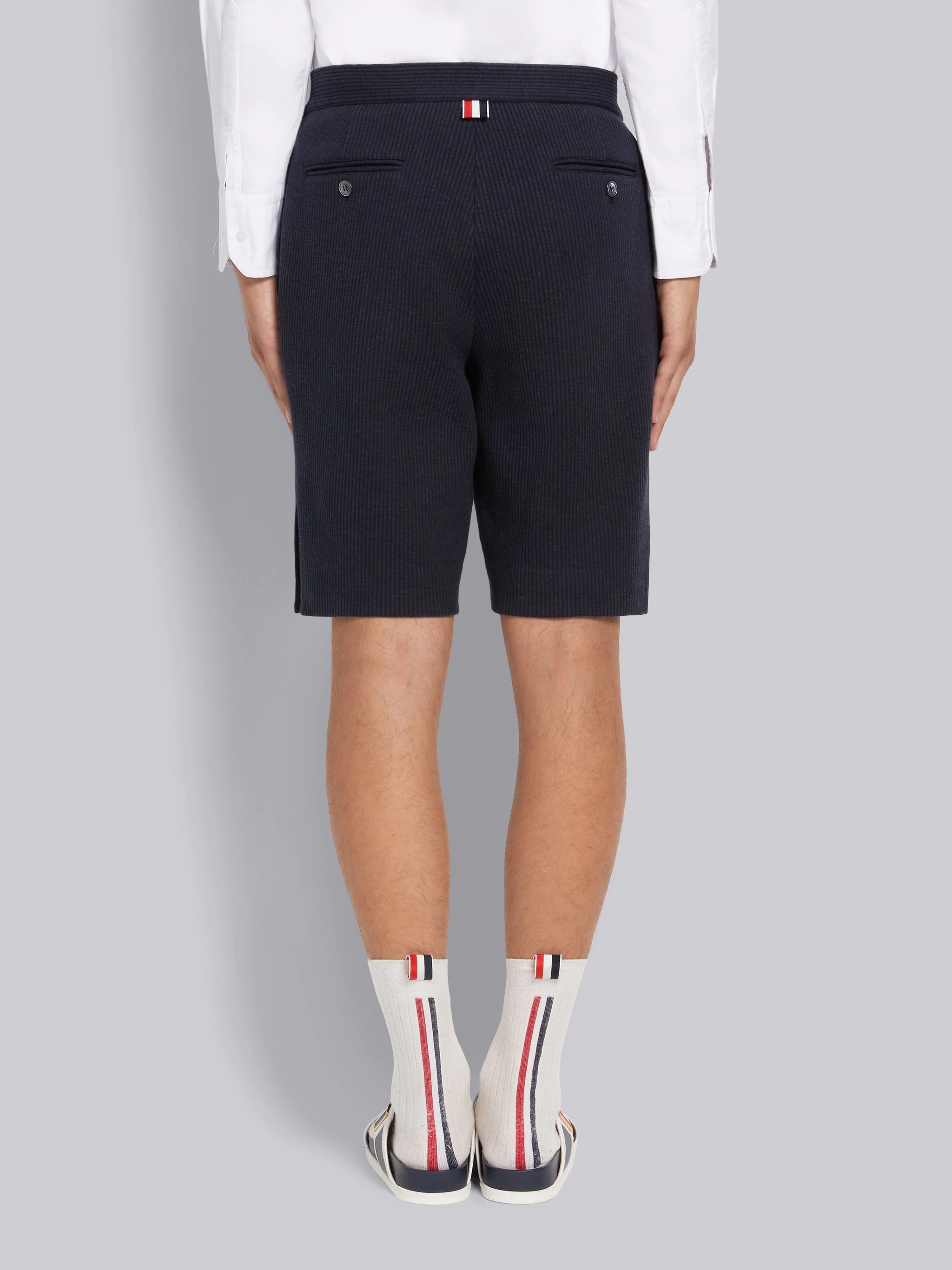 Navy Double Face Tech Seersucker Backstrap Bermuda Short - 3