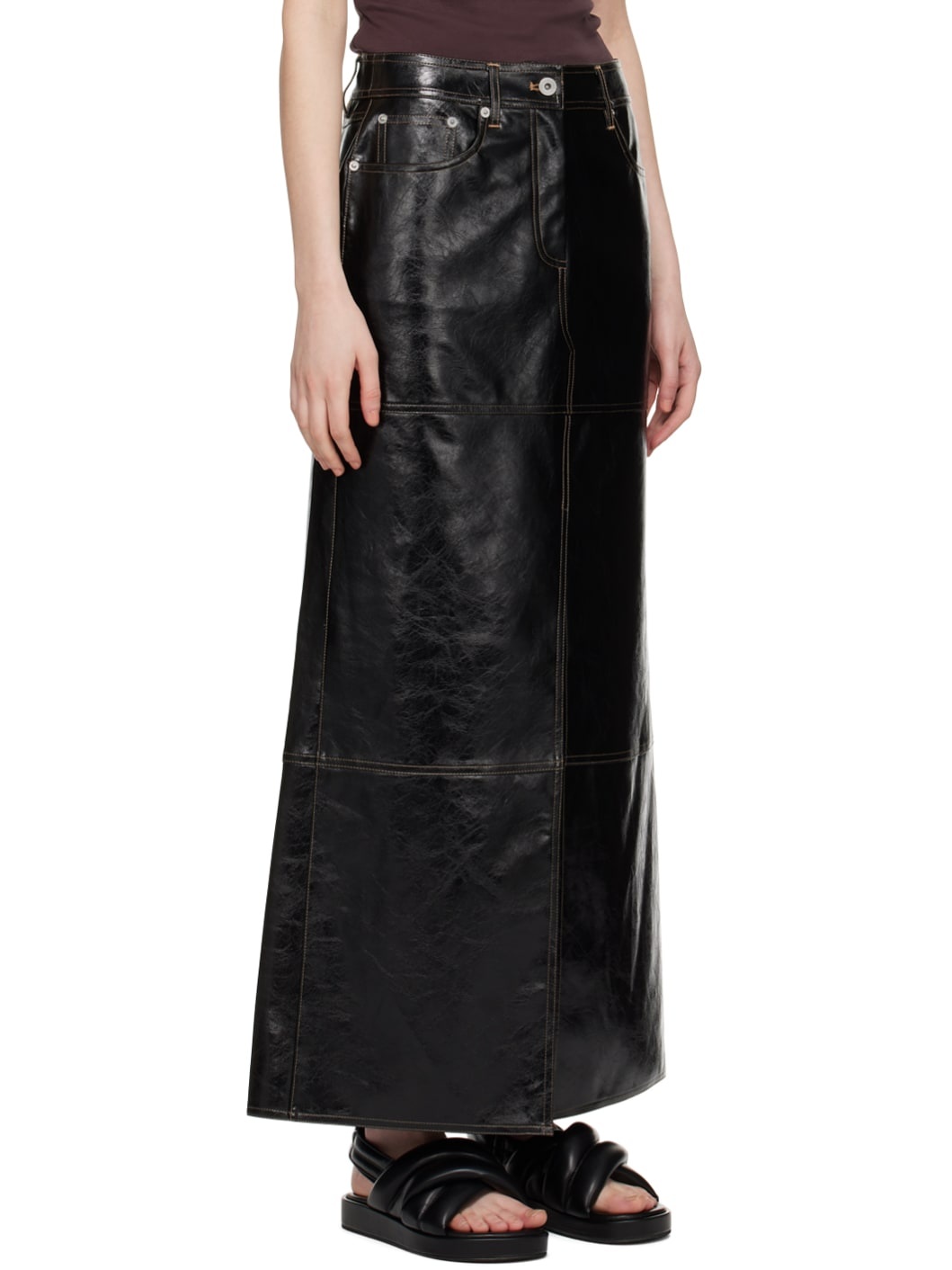 Black Francie Faux-Leather Maxi Skirt - 2