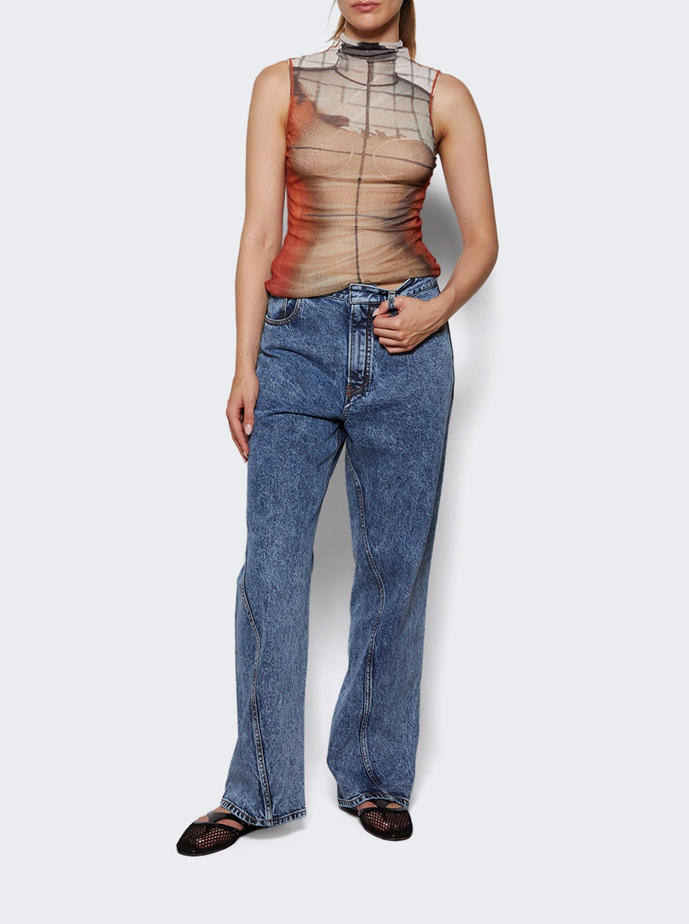Mesh Tank Top Fire Print - 5