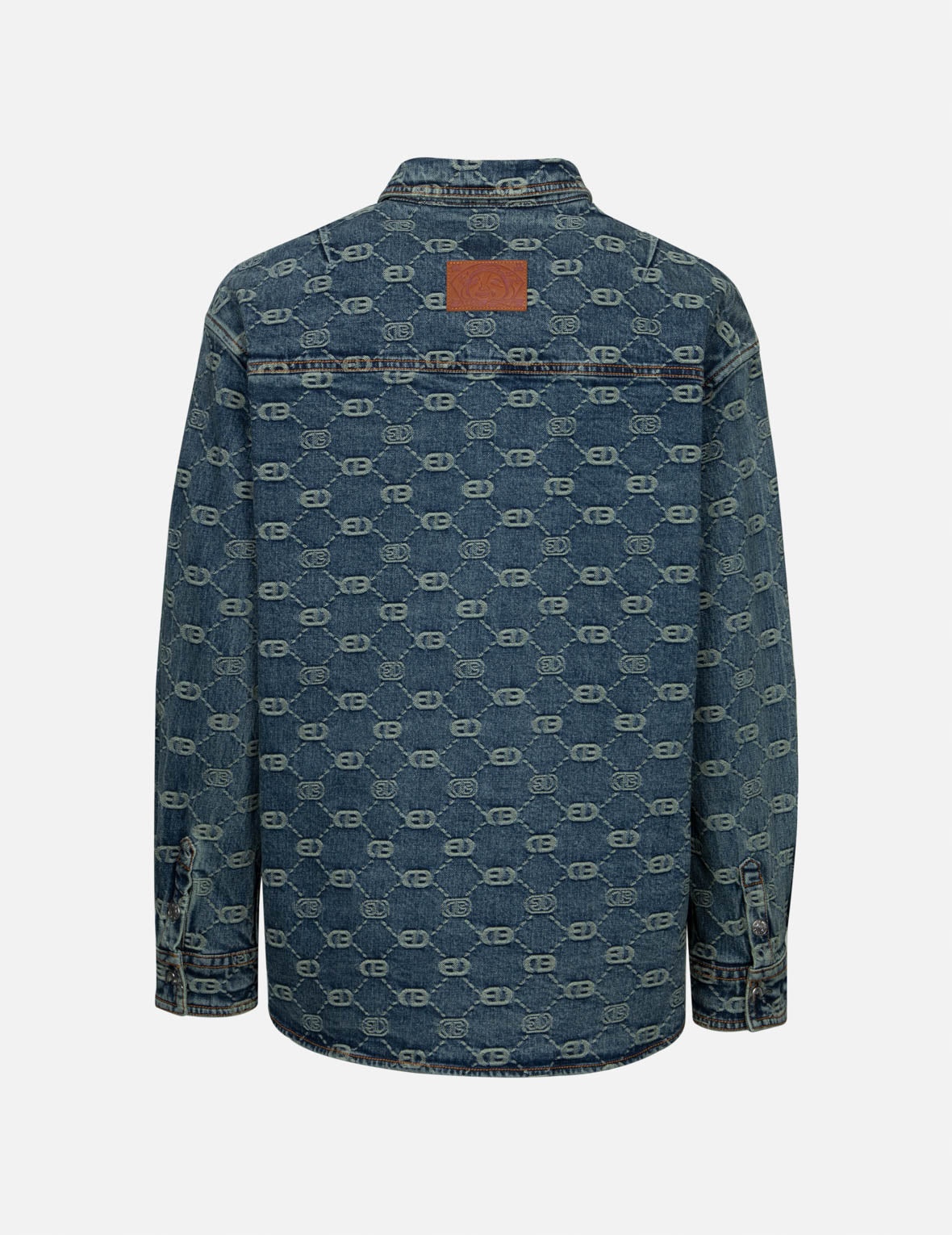 Allover Logo Jacquard and Seagull Embroidery Boyfriend Fit Denim Shirt Jacket - 2