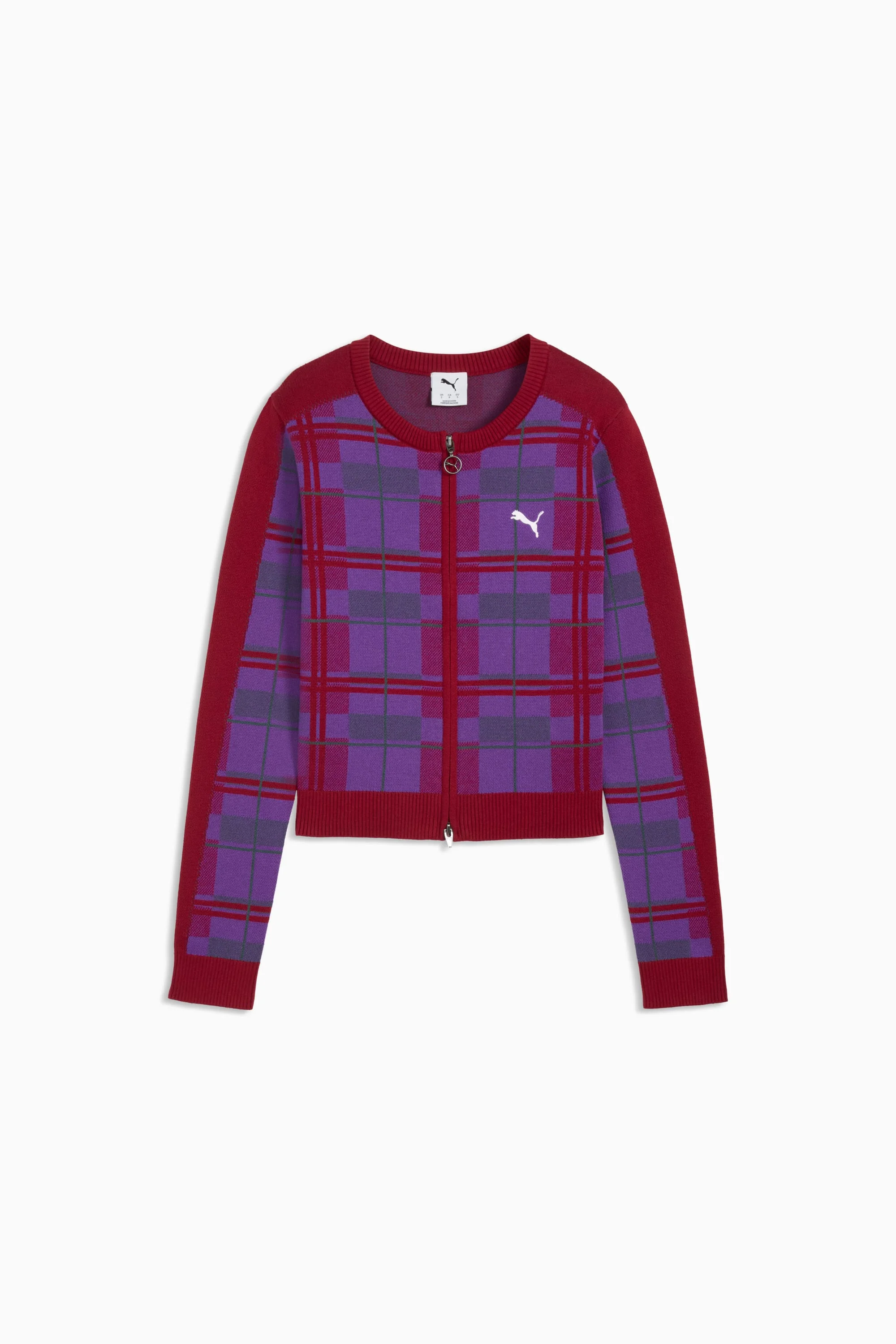 T7 Women's Tartan Slim Knitted Cardigan - 1