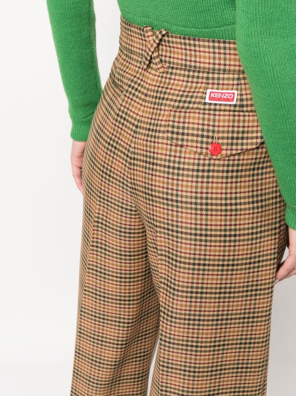 checked wide-leg trousers - 5