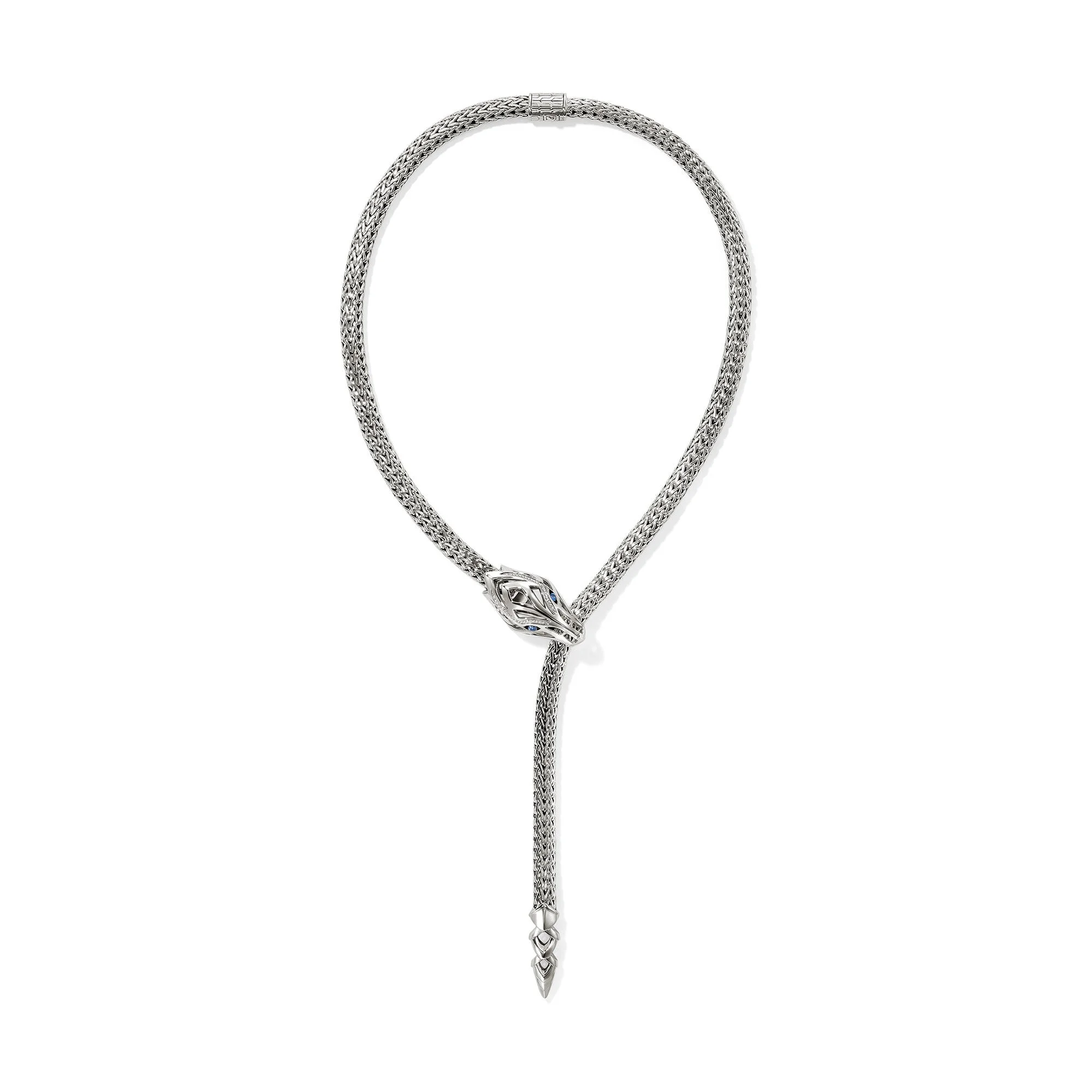 Naga Y Necklace, Sterling Silver, Diamonds, 7.5MM - 1