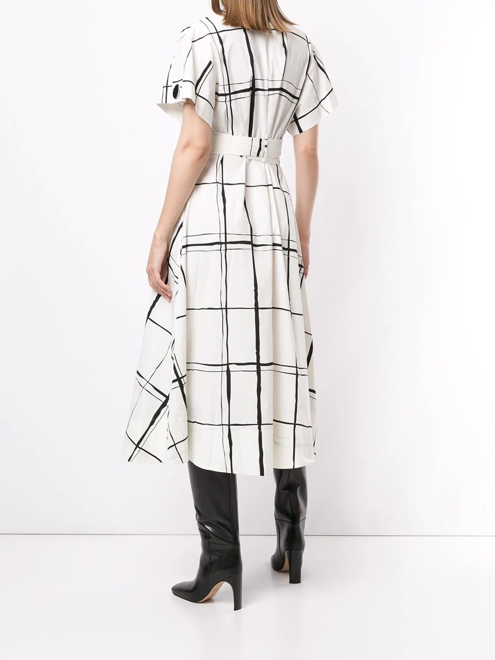 windowpane print wrap dress - 4