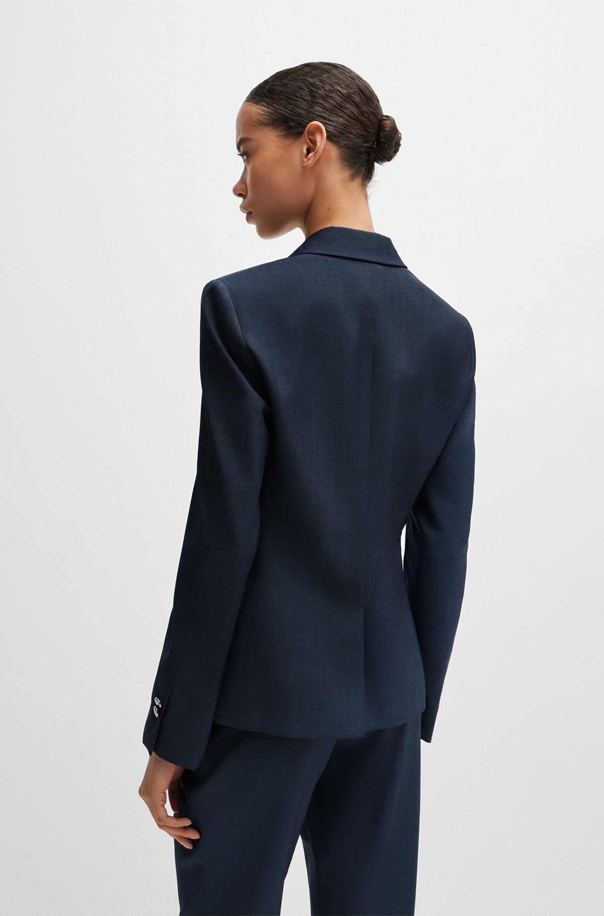 SLIM-FIT JACKET IN DENIM-EFFECT WOOL TWILL - 4