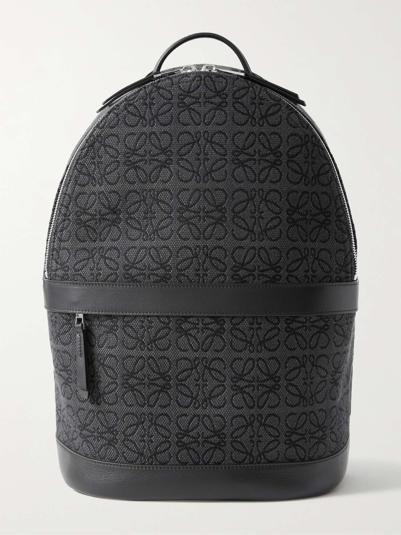 Leather-Trimmed Logo-Jacquard Canvas Backpack - 1