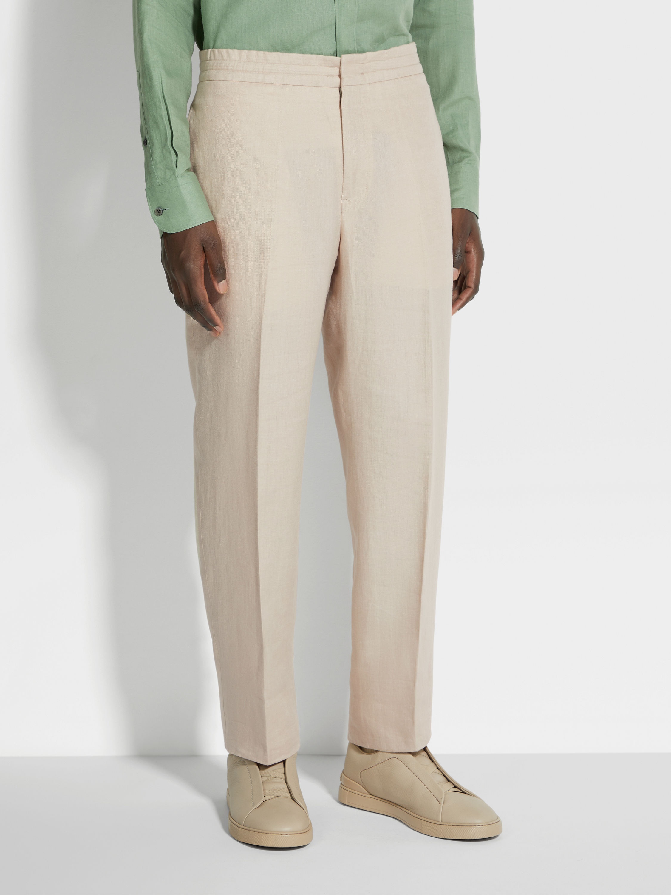 LIGHT BEIGE OASI LINO PANTS - 5