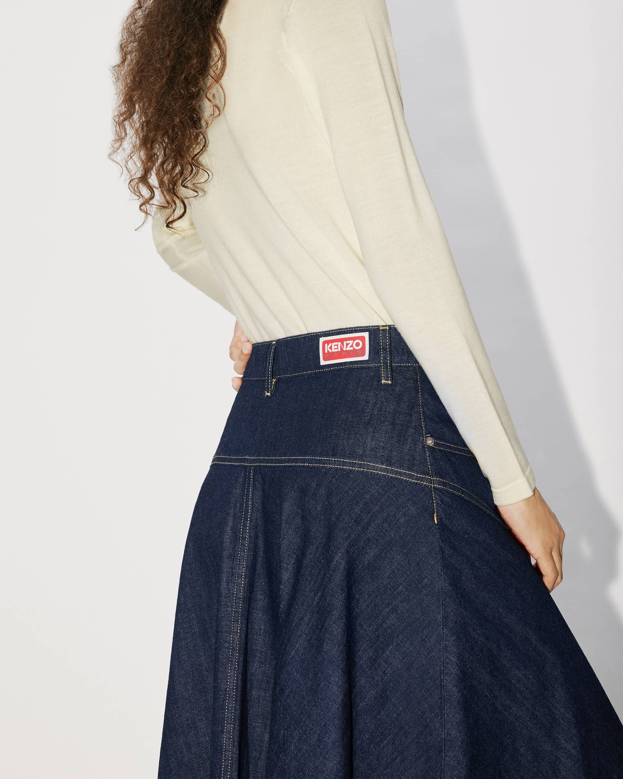 Long flared denim skirt - 6