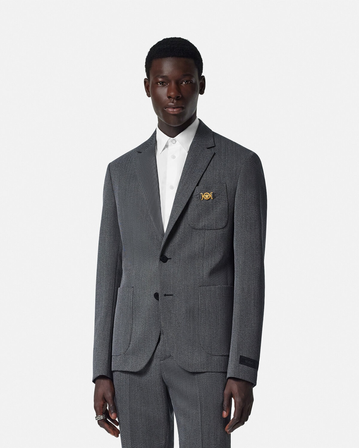 Mouliné Wool Single-Breasted Blazer - 4
