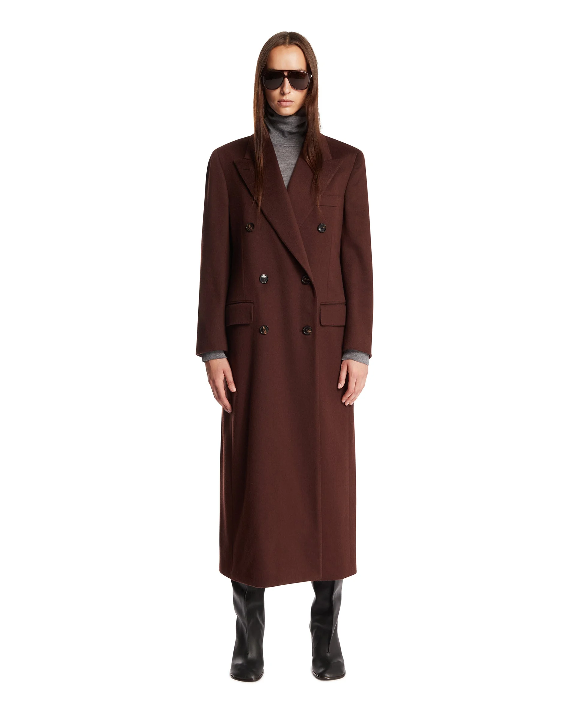 Burgundy Cashmere Coat - 1