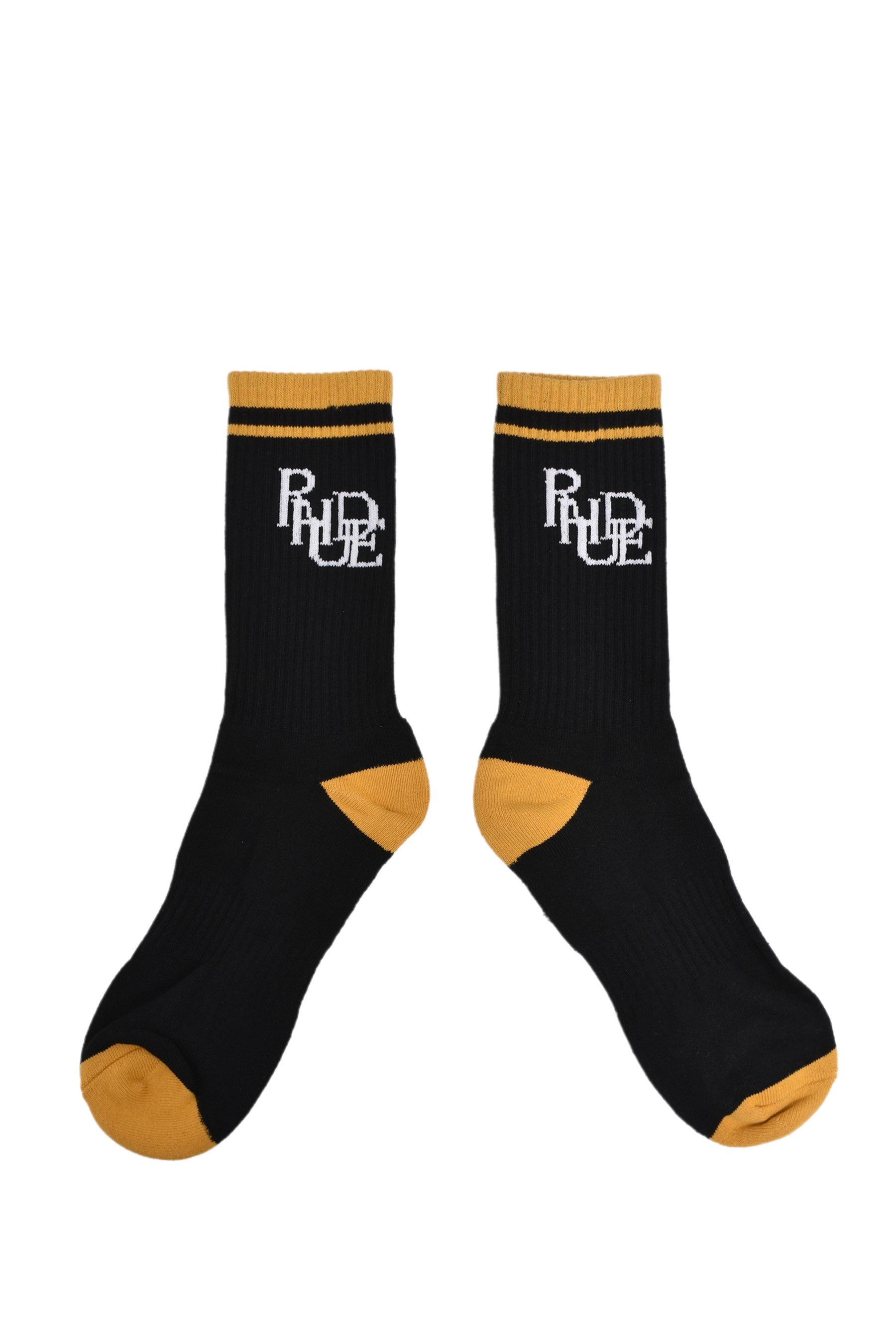 RHUDE SCRAMBLE LOGO SOCK / BLK YEL - 3