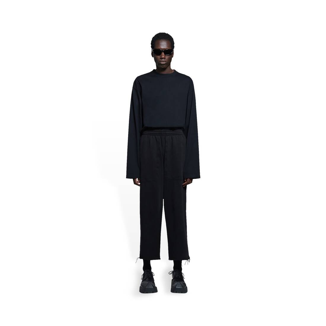 Men's Cropped Sweatpants in Black - 2