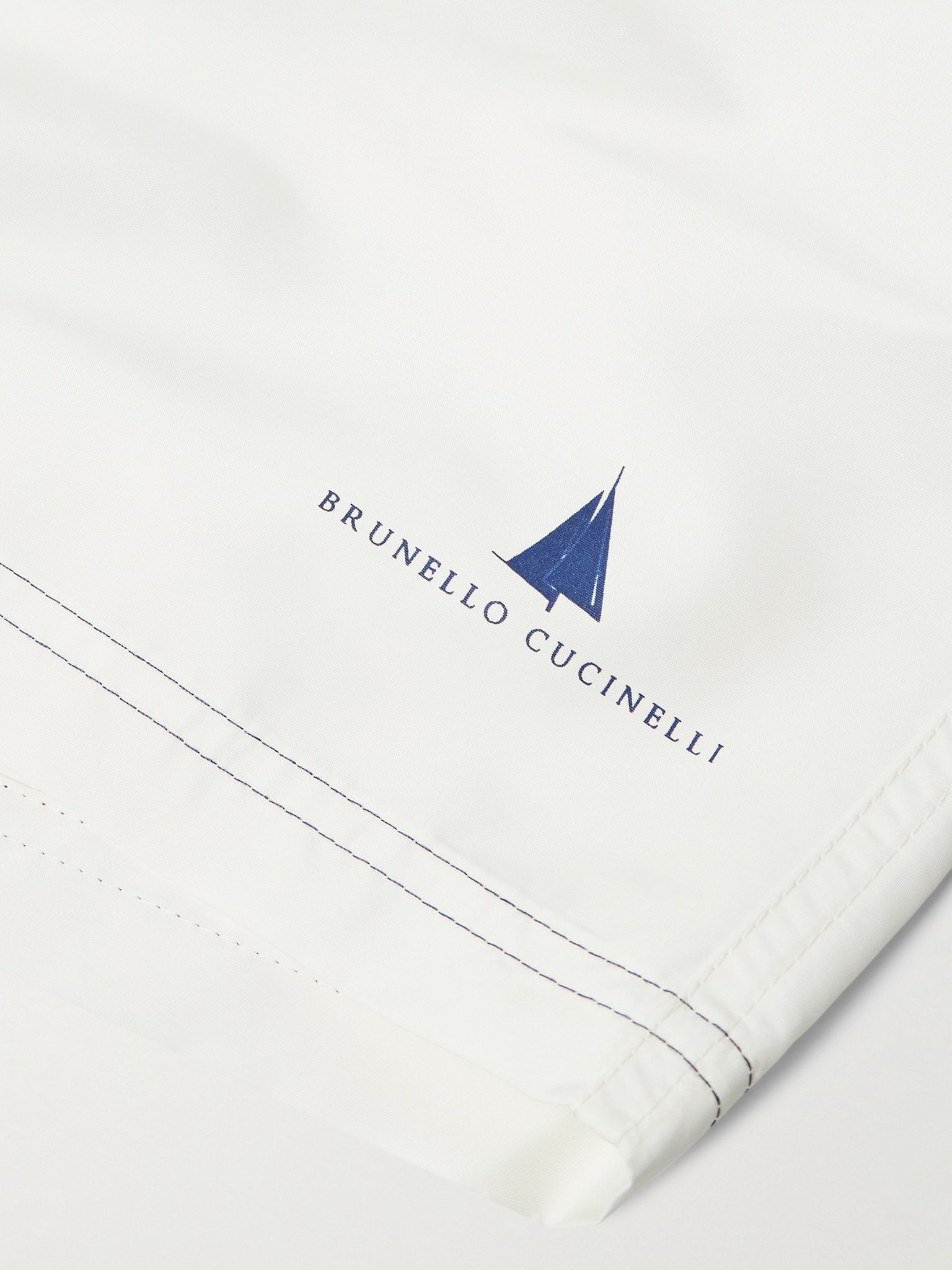 Straight-Leg Mid-Length Logo-Print Swim Shorts White - 4