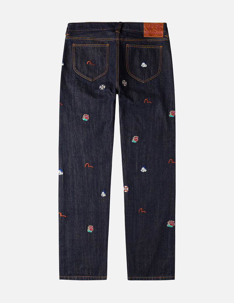 Allover Brand Embroidery Regular Fit Jeans #2000 3