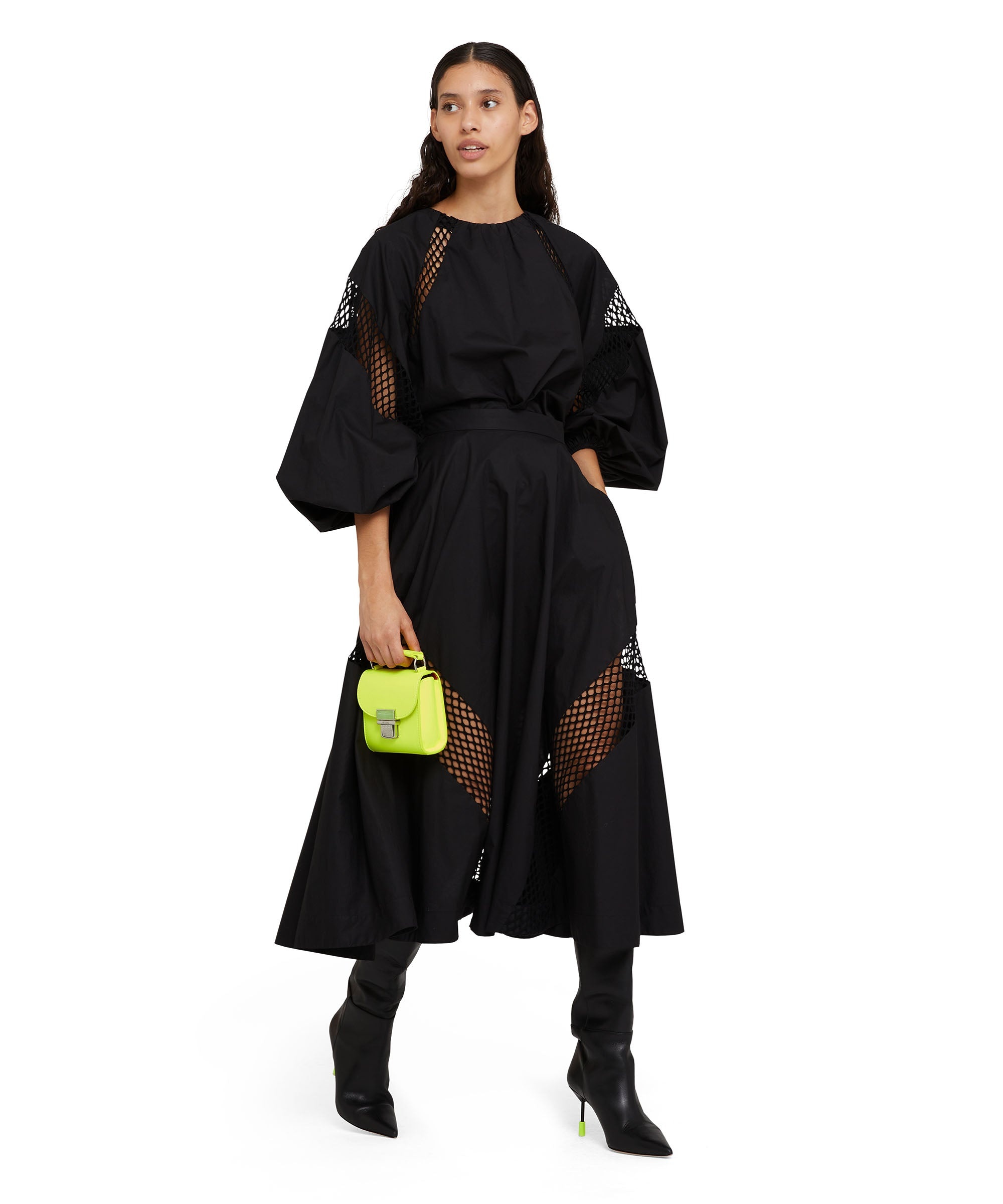 Cotton midi skirt with mesh details - 1