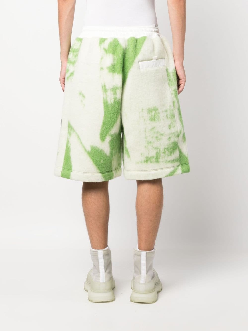 brush-stroke print fleece shorts - 4