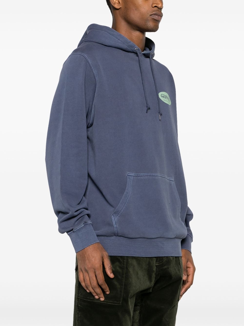 logo-print cotton hoodie - 4
