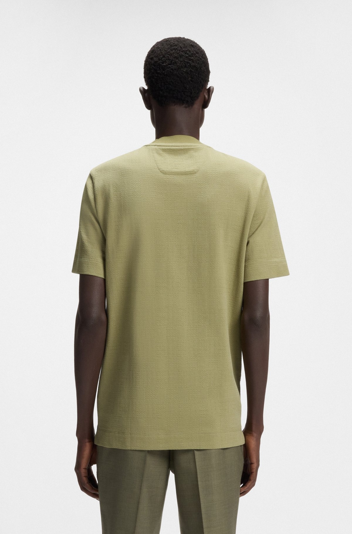 COTTON-SILK T-SHIRT WITH PRINCE OF WALES CHECK - 5