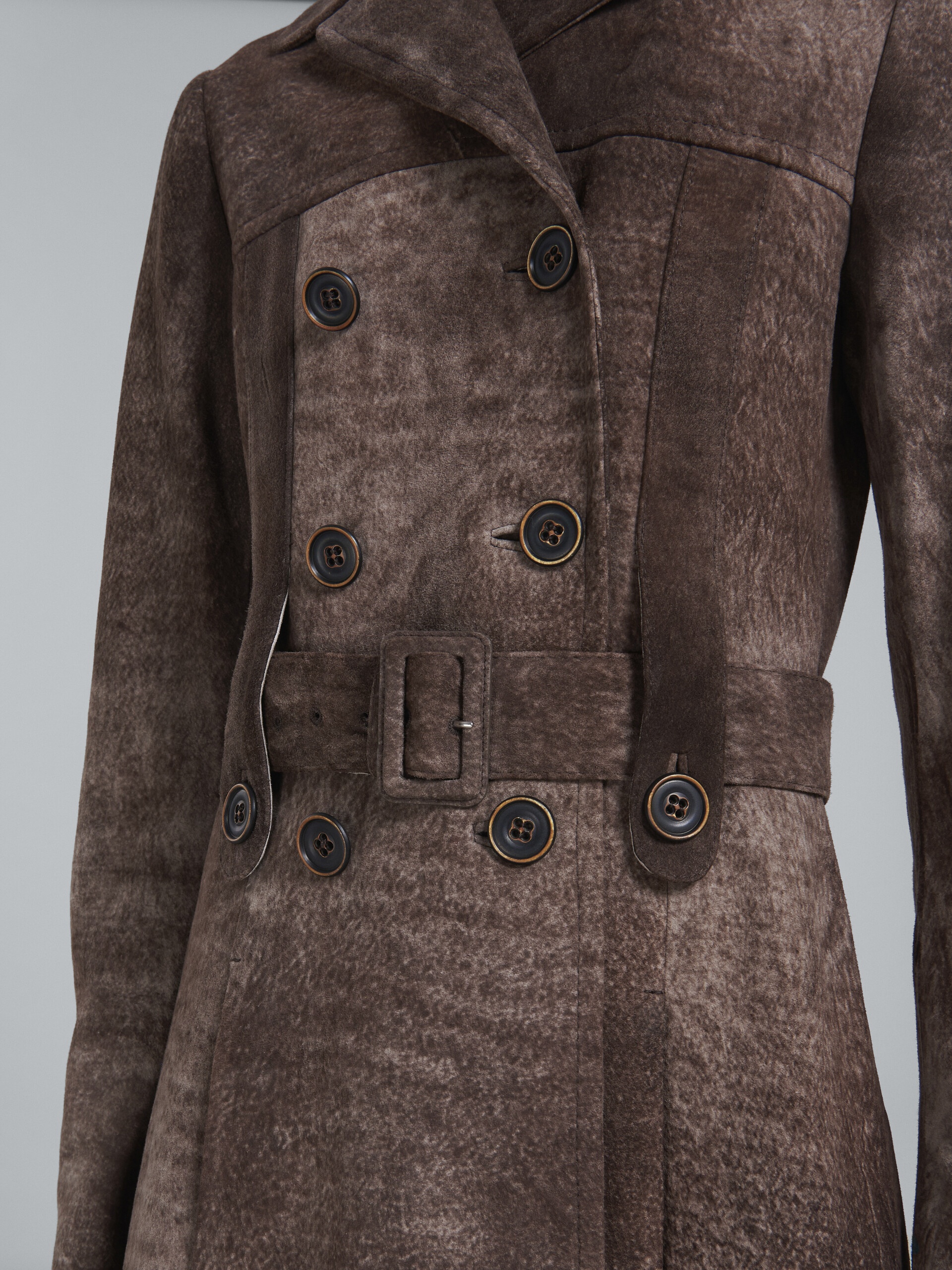 DARK BROWN LEATHER COAT - 5