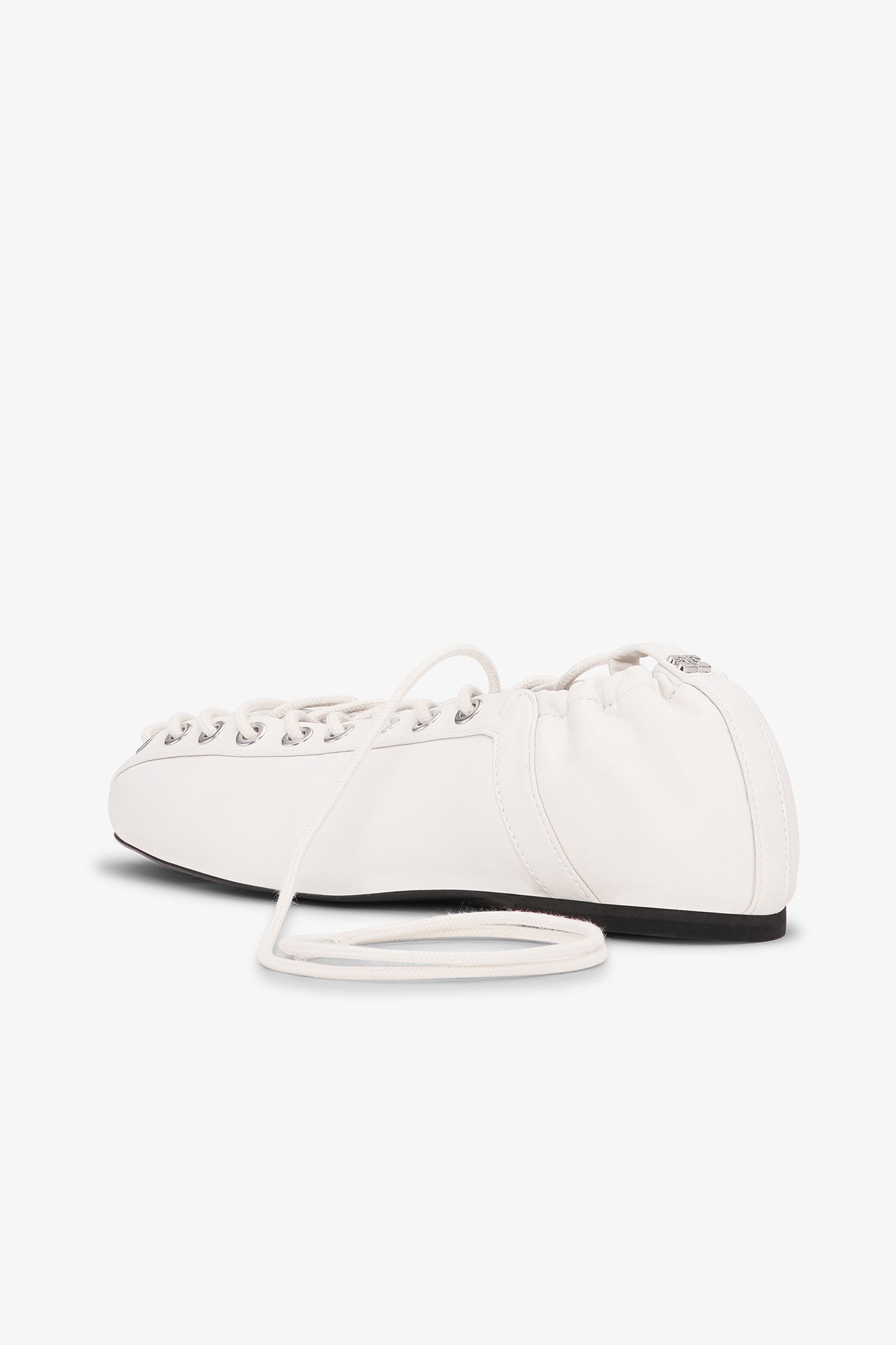 OFF-WHITE EYELETS LACE UP BALLERINAS - 3