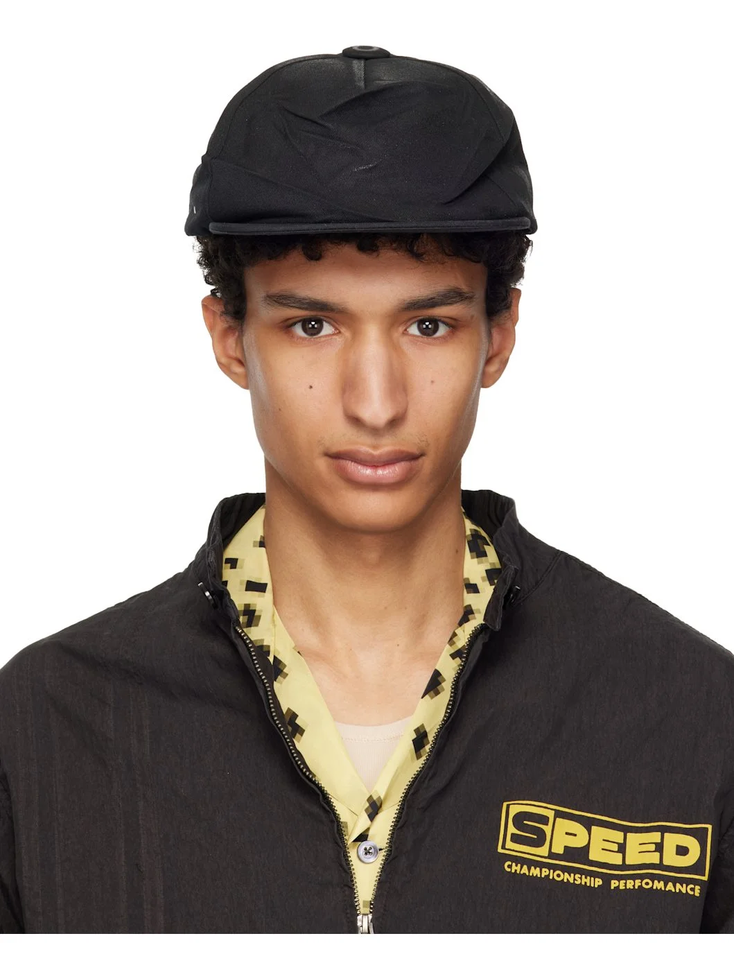 Black Coated Cotton Cap - 1