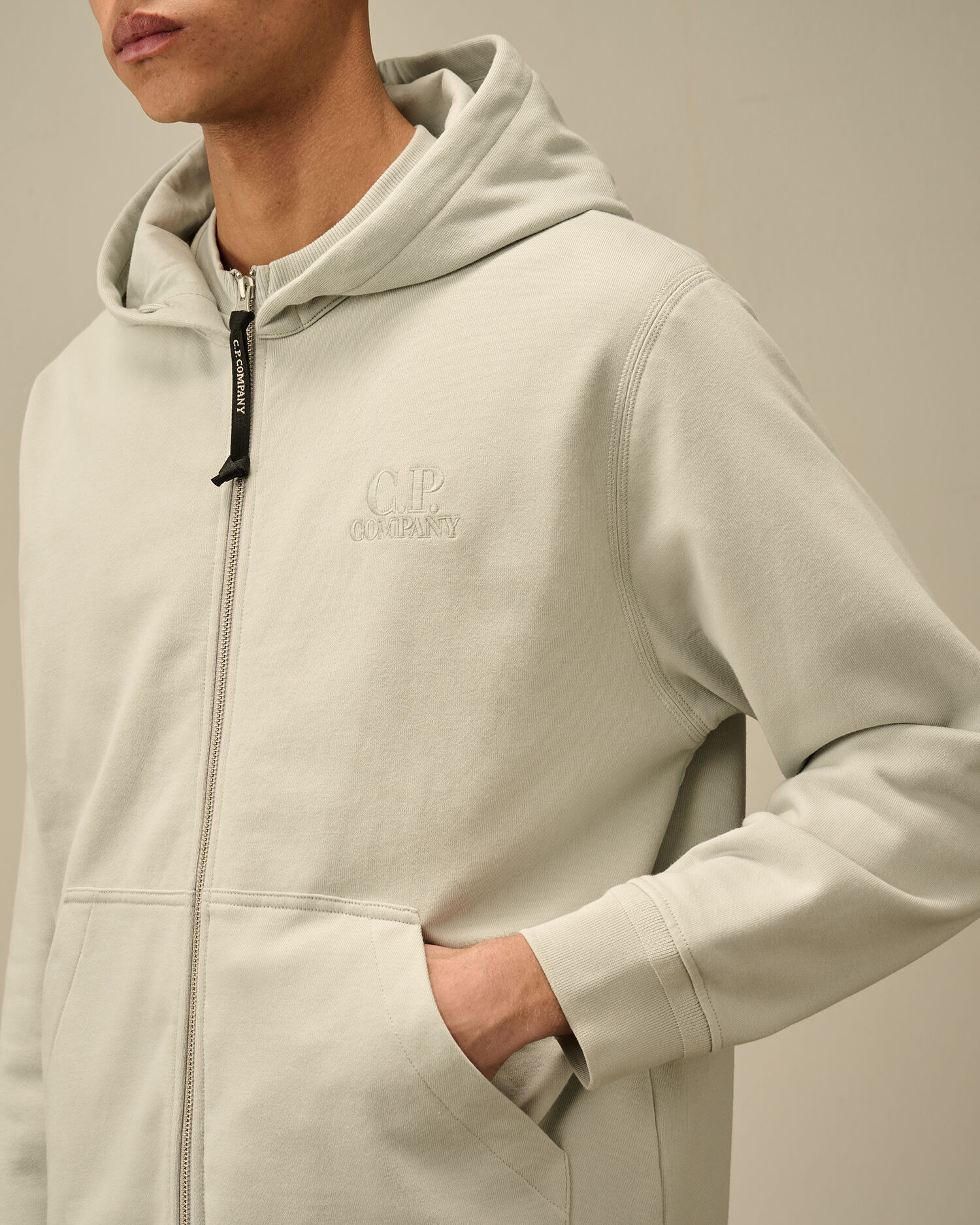 Diagonal Raised Fleece Full Zip Logo Sweatshirt - 5