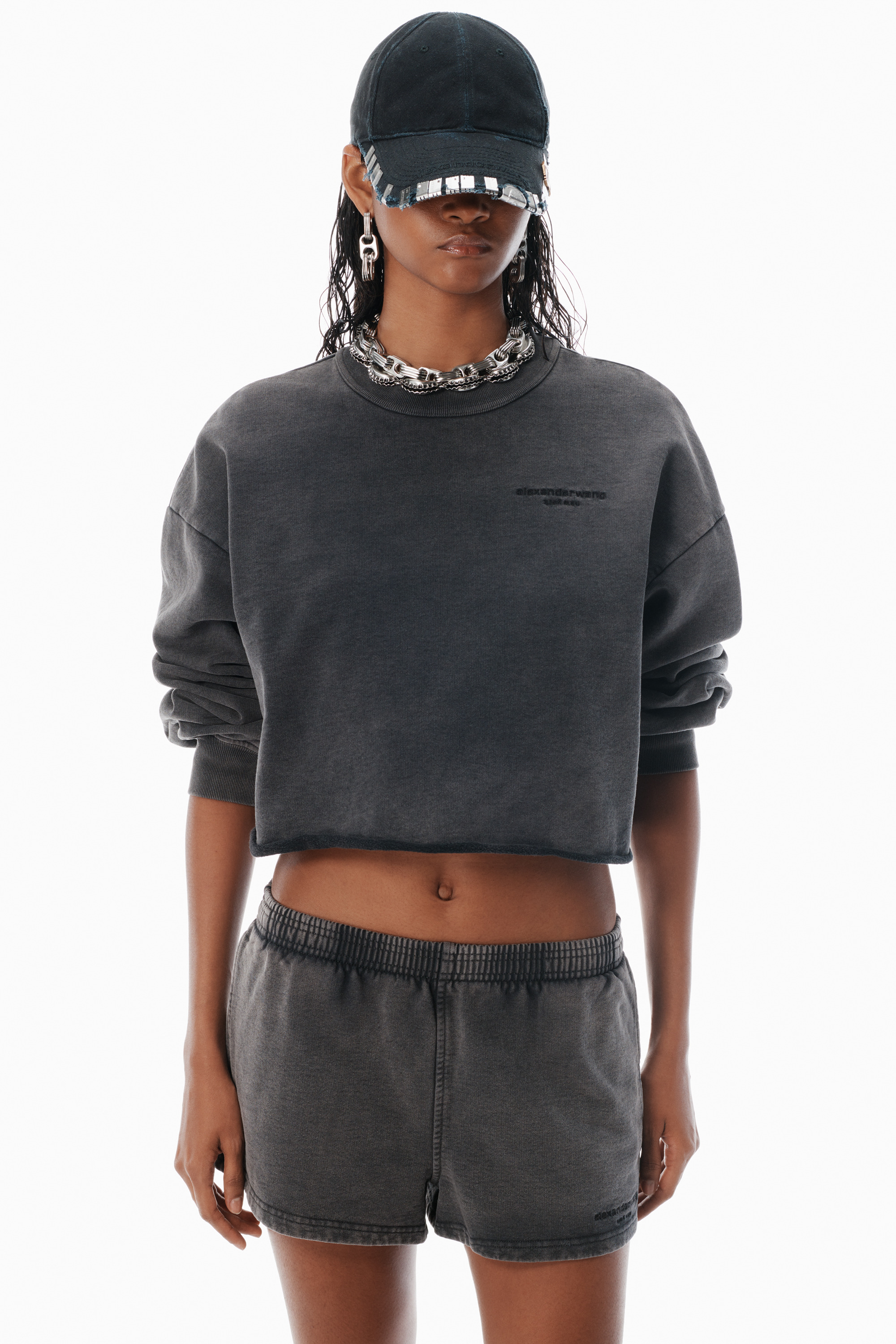 Black Cotton-Terry Running Shorts - 3