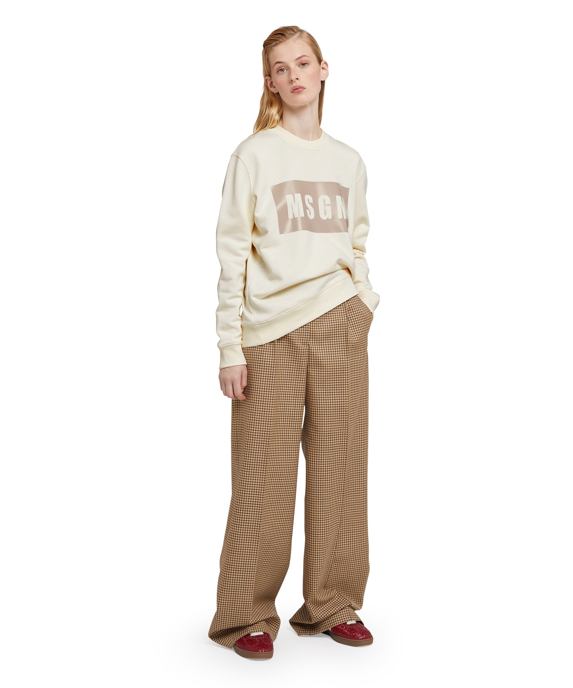 Cotton crewneck sweater with MSGM box logo - 5