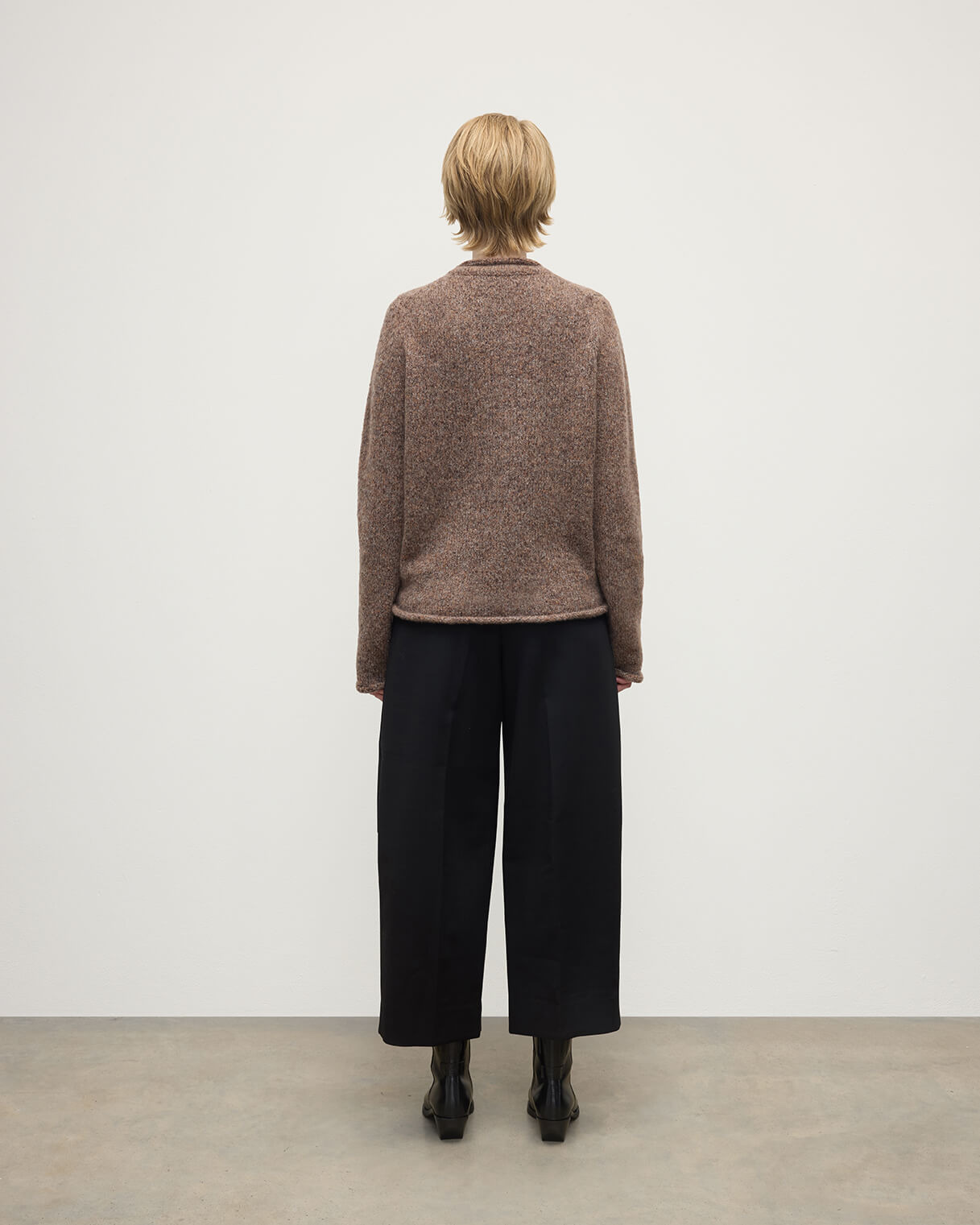 Brushed Cashmere-Silk Brown Jumper - 4
