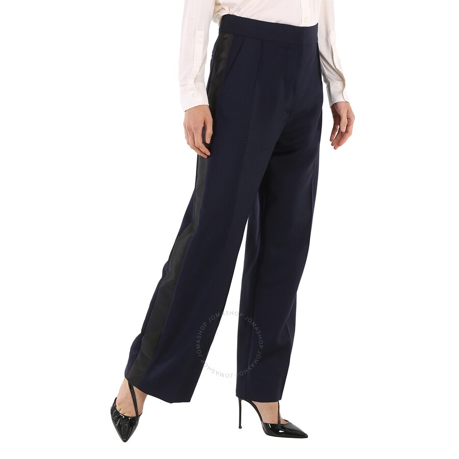 Burberry Ladies Dark Navy Wide Leg Jane Trousers - 4