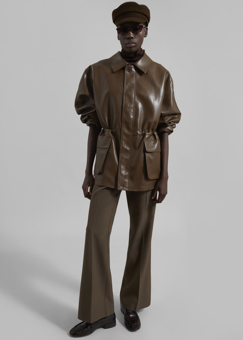 Cassel Faux Leather Jacket - Brown 7