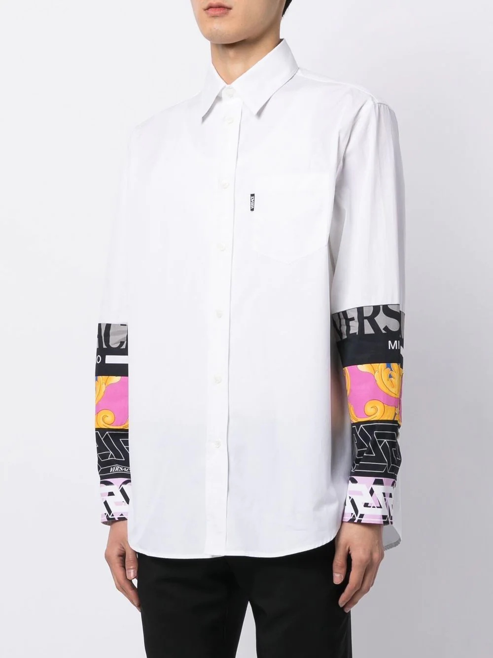 patchwork logo button-down shirt - 6