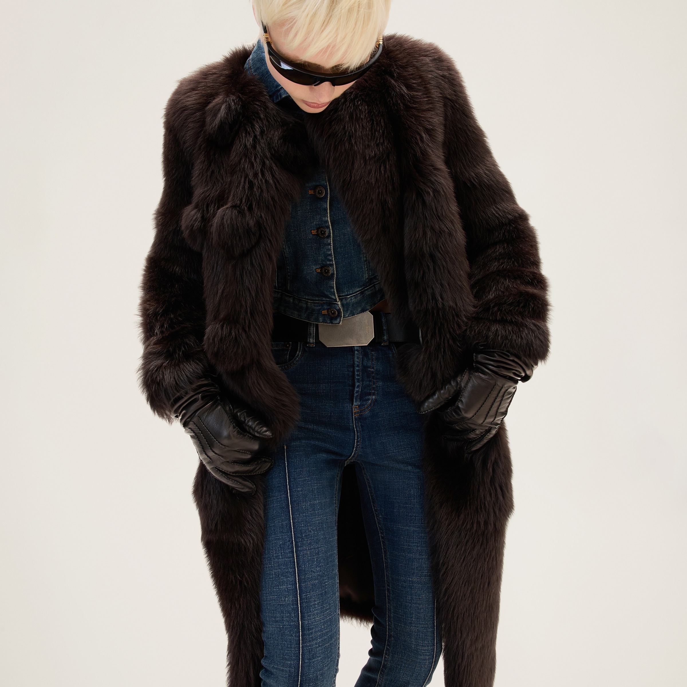 Cropped stretch denim jacket - 5