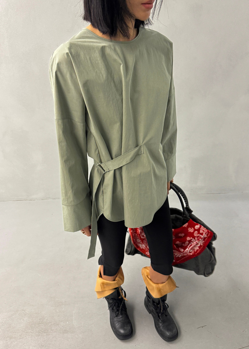 Ames Belted Top - Sage 7