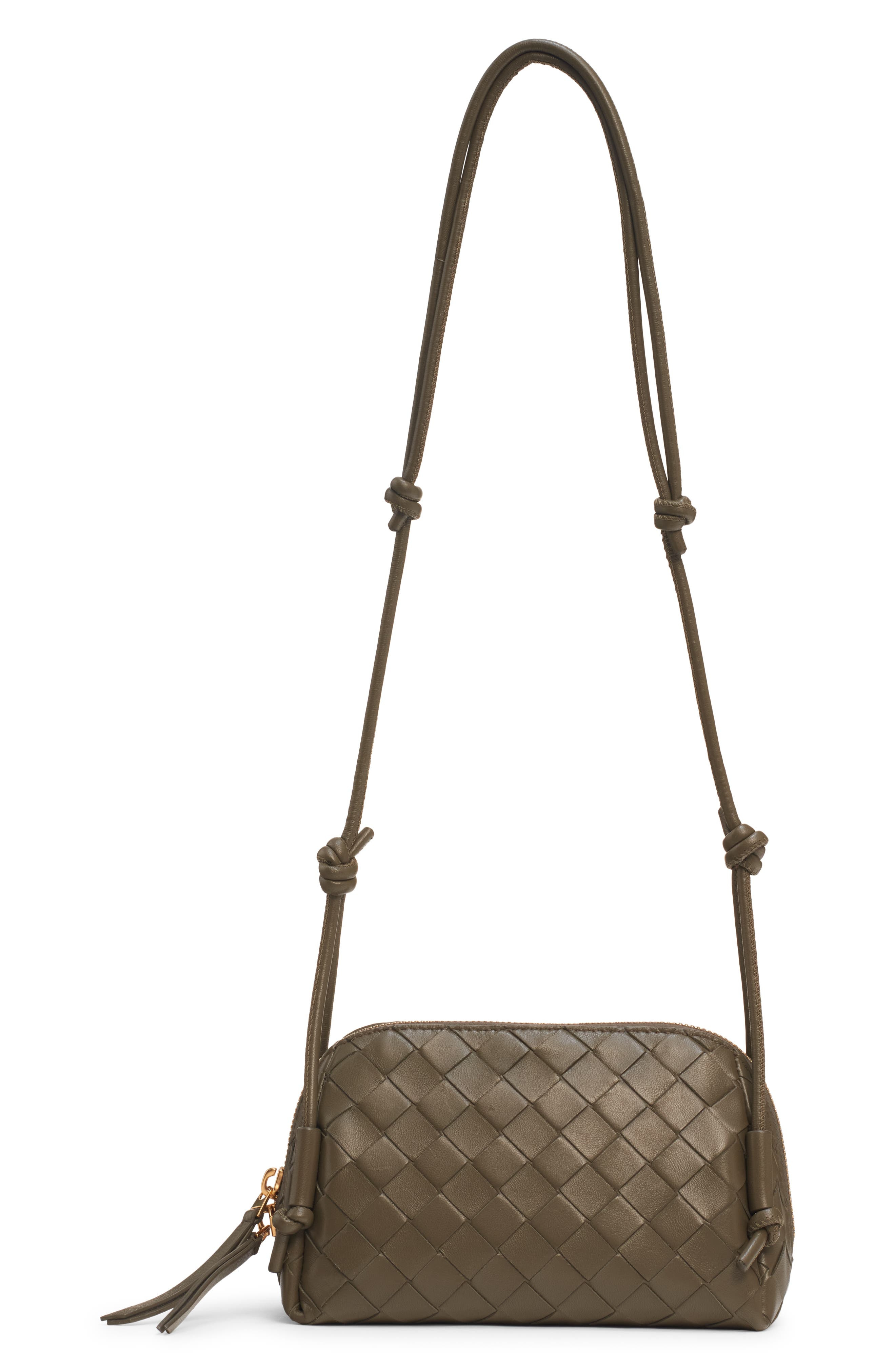 Bottega Veneta Mini Concert Intrecciato Leather Crossbody Bag in 3228 Cypress-Gold at Nordstrom - 3