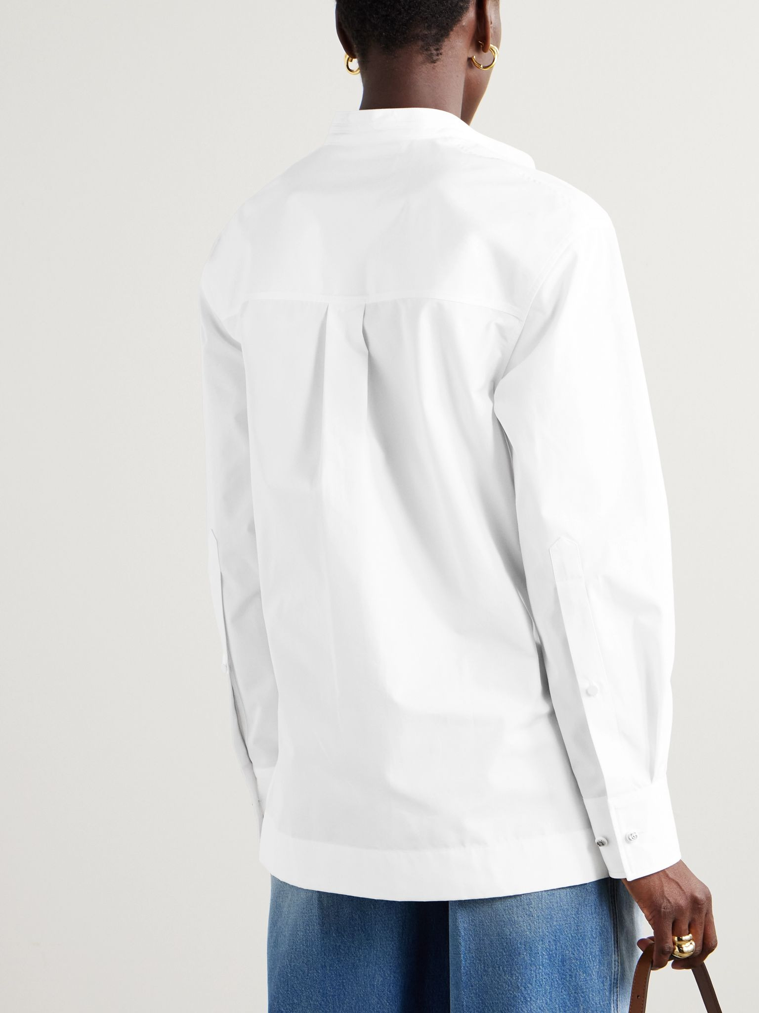 Tie-neck cotton-poplin shirt White - 3