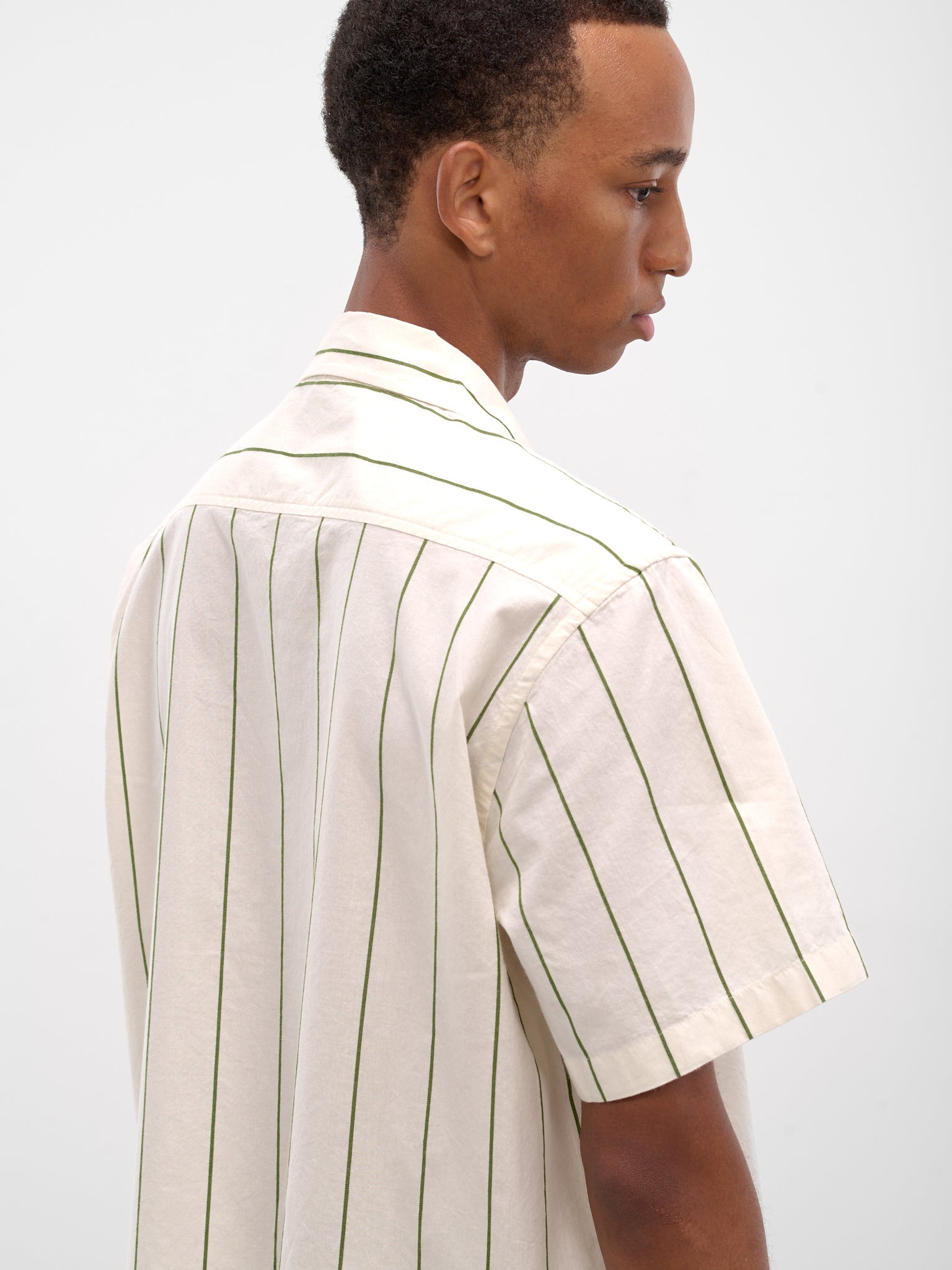 Cream Striped Short Sleeve Shirt - 5