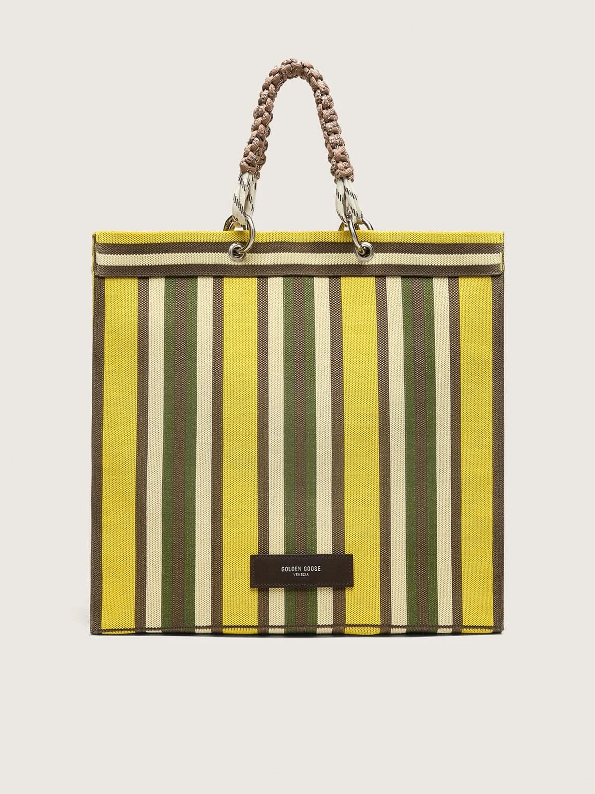 Striped Spiaggina Bag in yellow, green and brown - 1