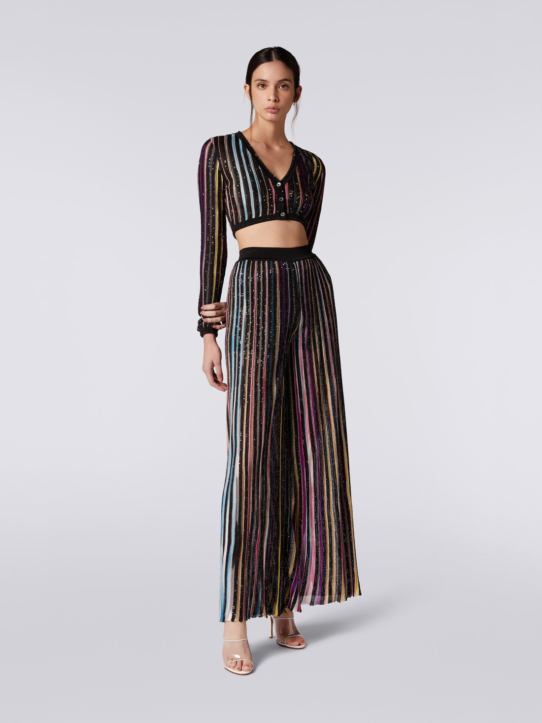 Striped palazzo trousers with sequins - 2