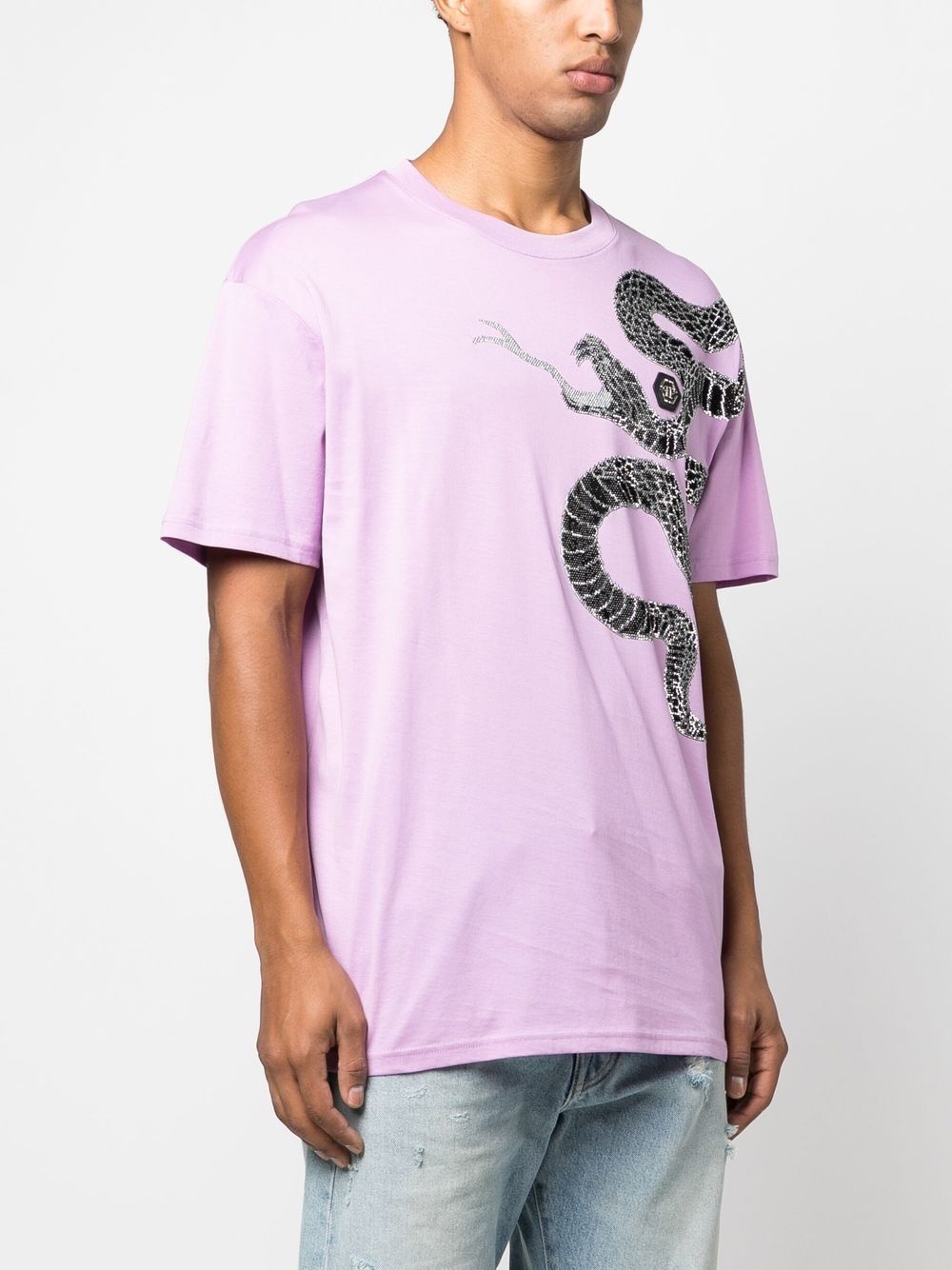 embellished snake-print T-shirt - 3