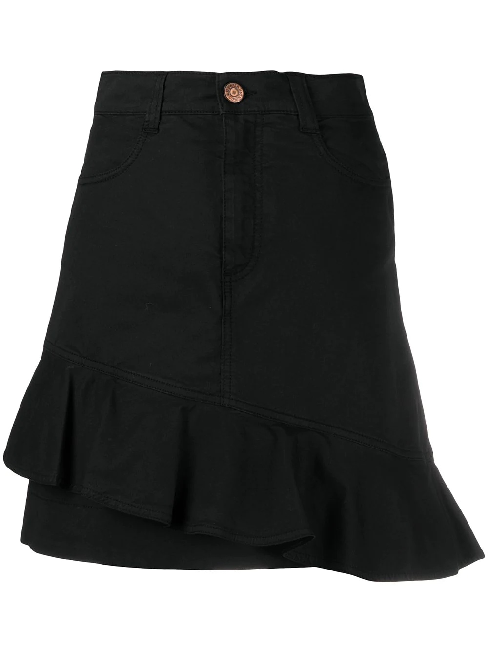 asymmetrical flounce denim mini skirt - 1