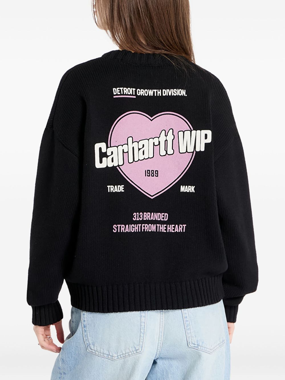 logo-detail heart-print sweater - 4