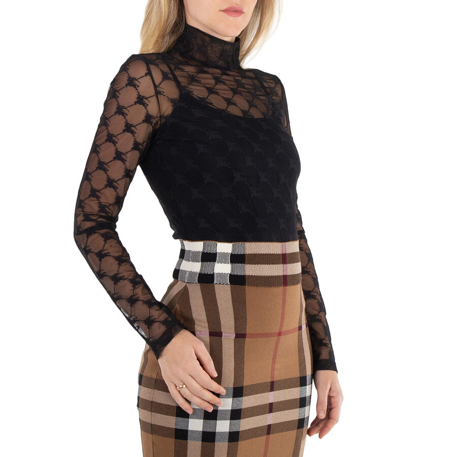 Burberry Equestrian Knight Stretch Tulle Bodysuit - 2