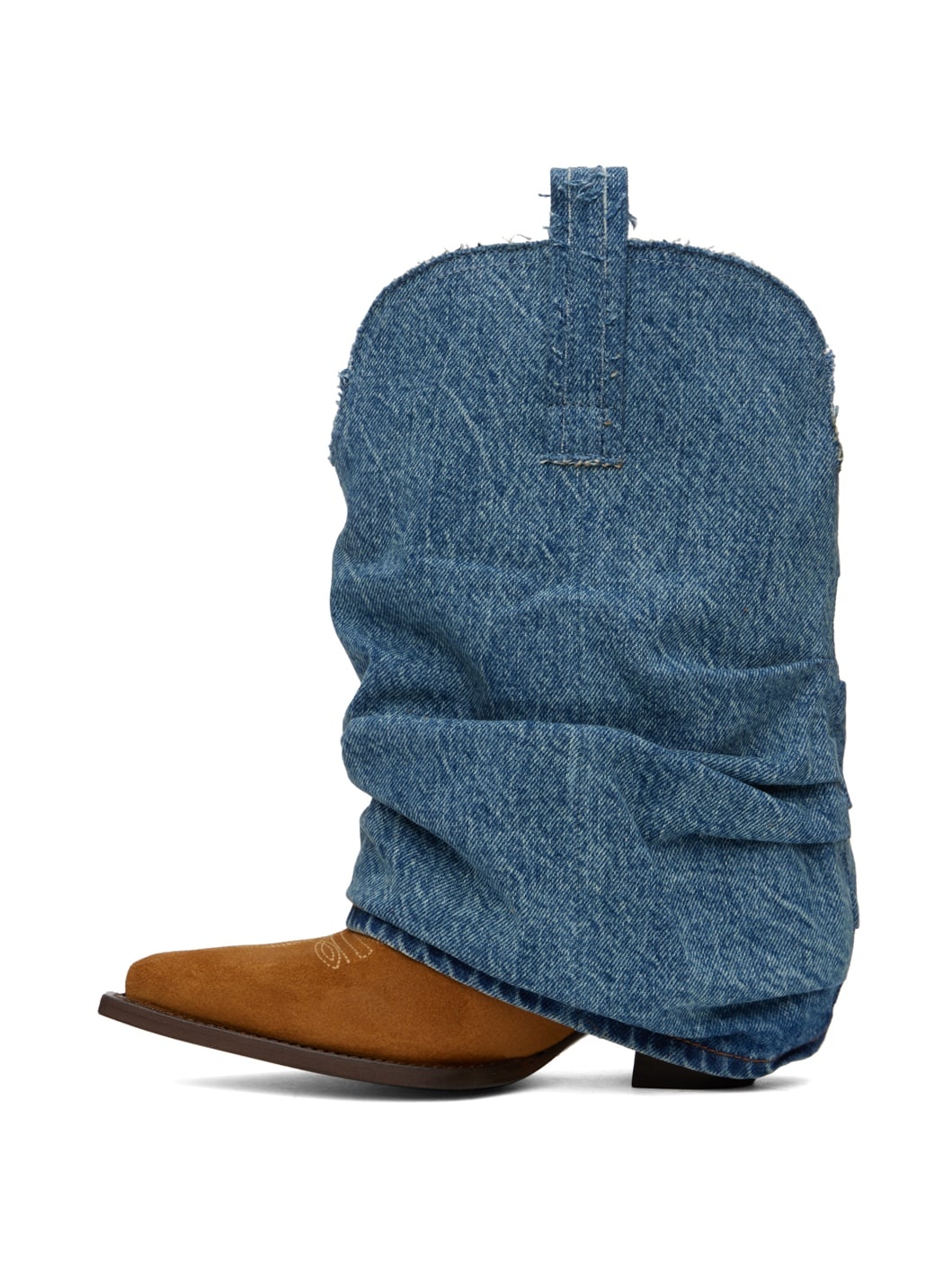 Tan & Blue Low Rider Cowboy Denim Boots - 3