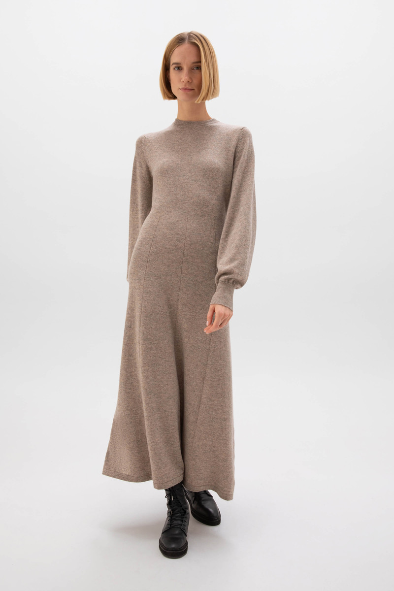 Fit & Flare Brown Cashmere Dress 1