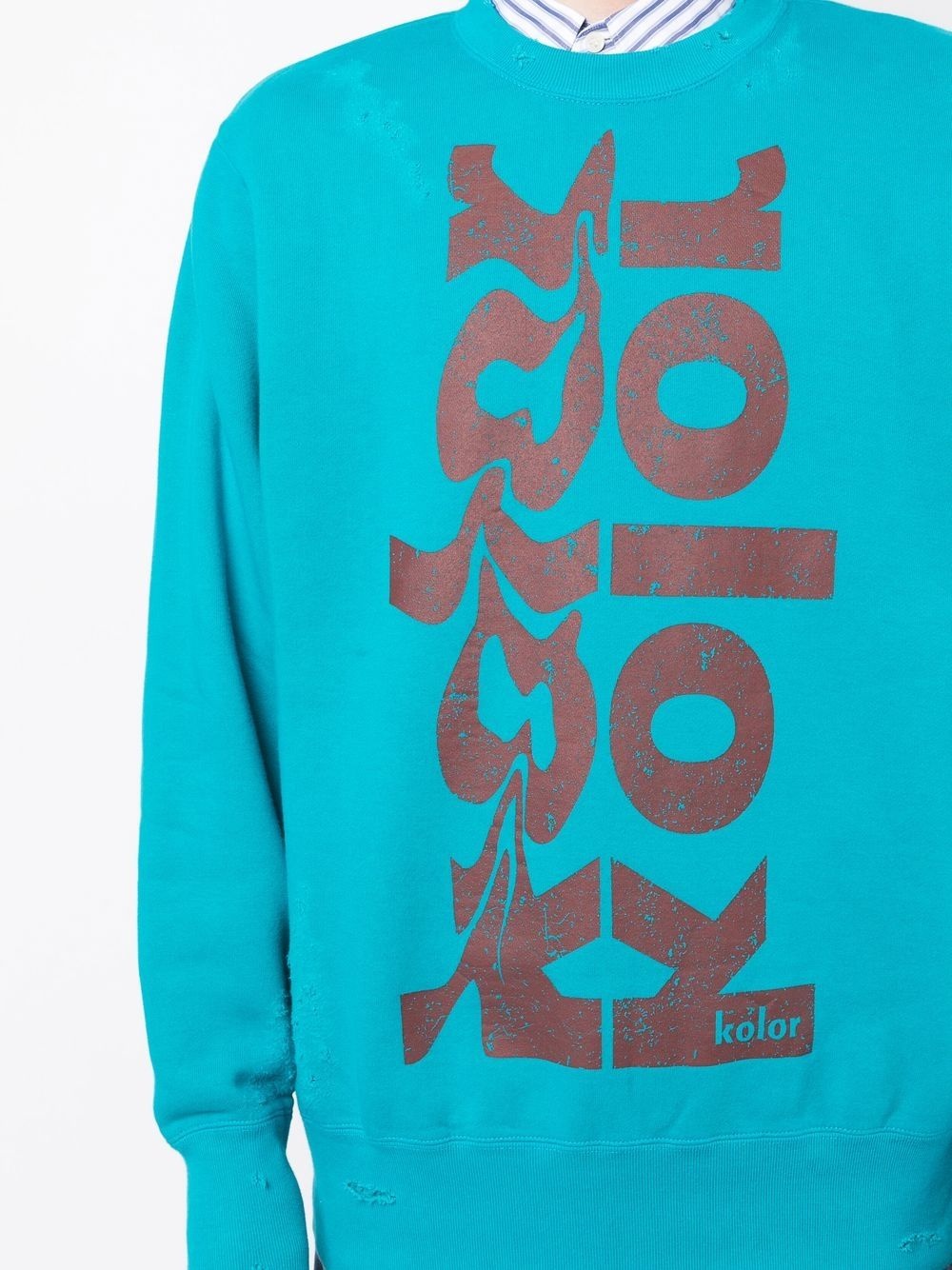 logo-print distressed sweatshirt - 5