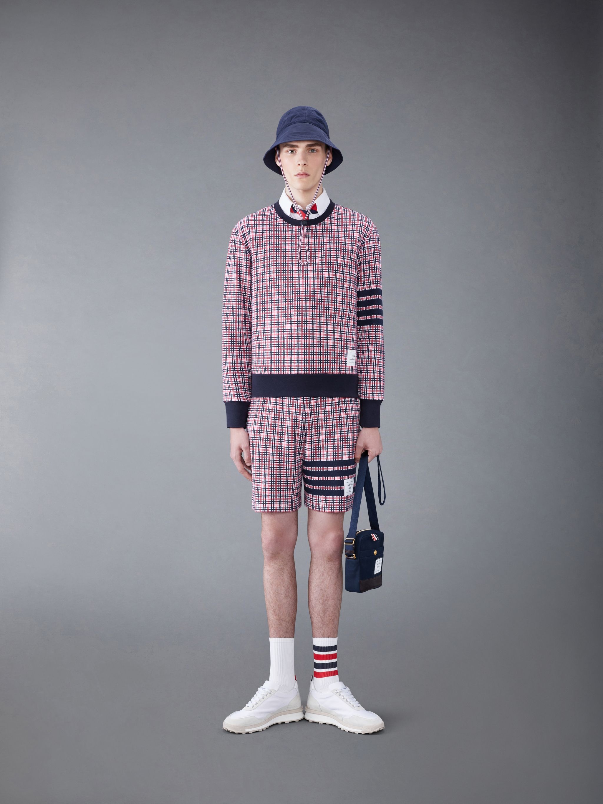 checked jacquard crew-neck sweatshirt - 3